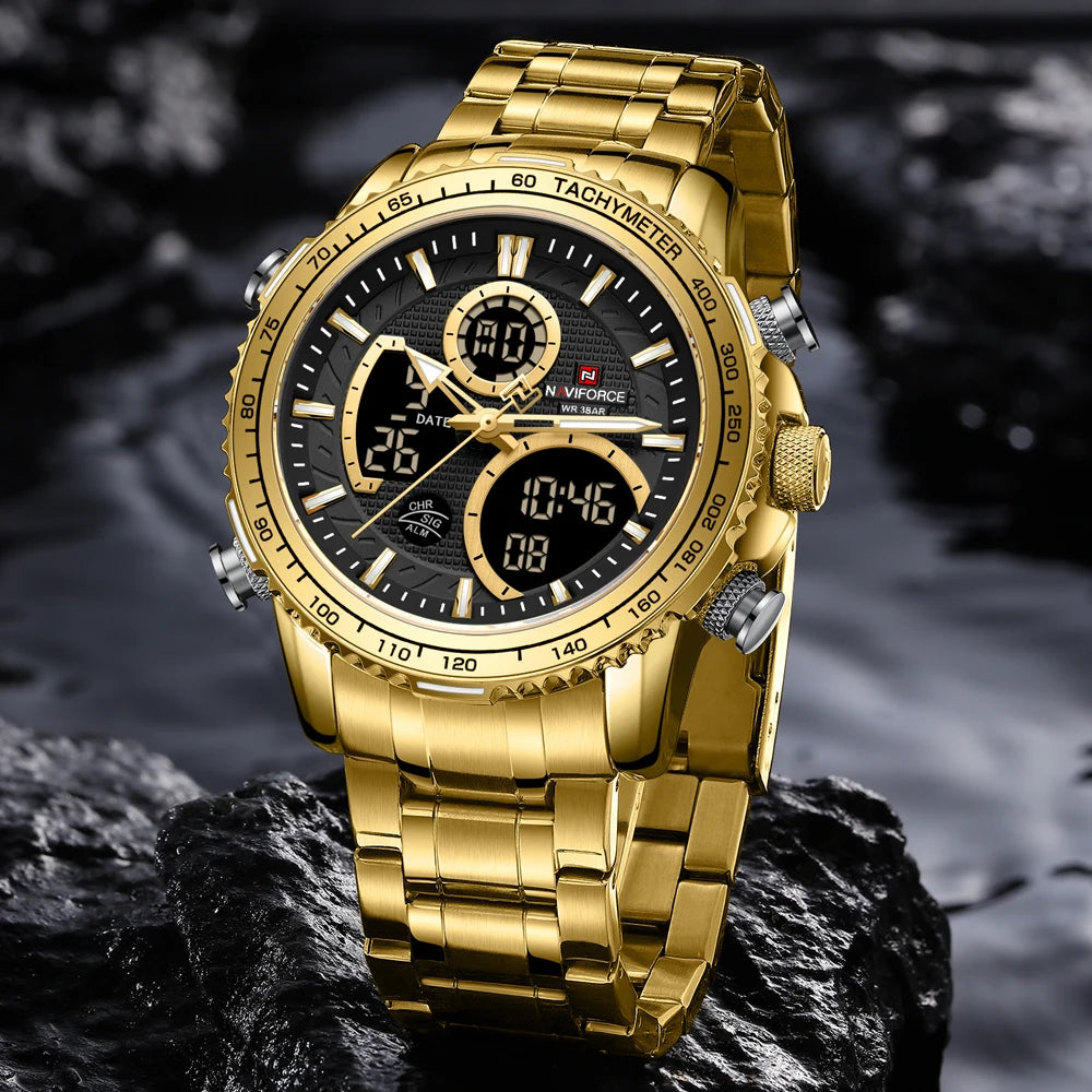 NAVIFORCE 2025 New Sport Watch for Men Luxury Original Wrist Watch Stainless Steel Mens Dual Display Military Waterproof Watches