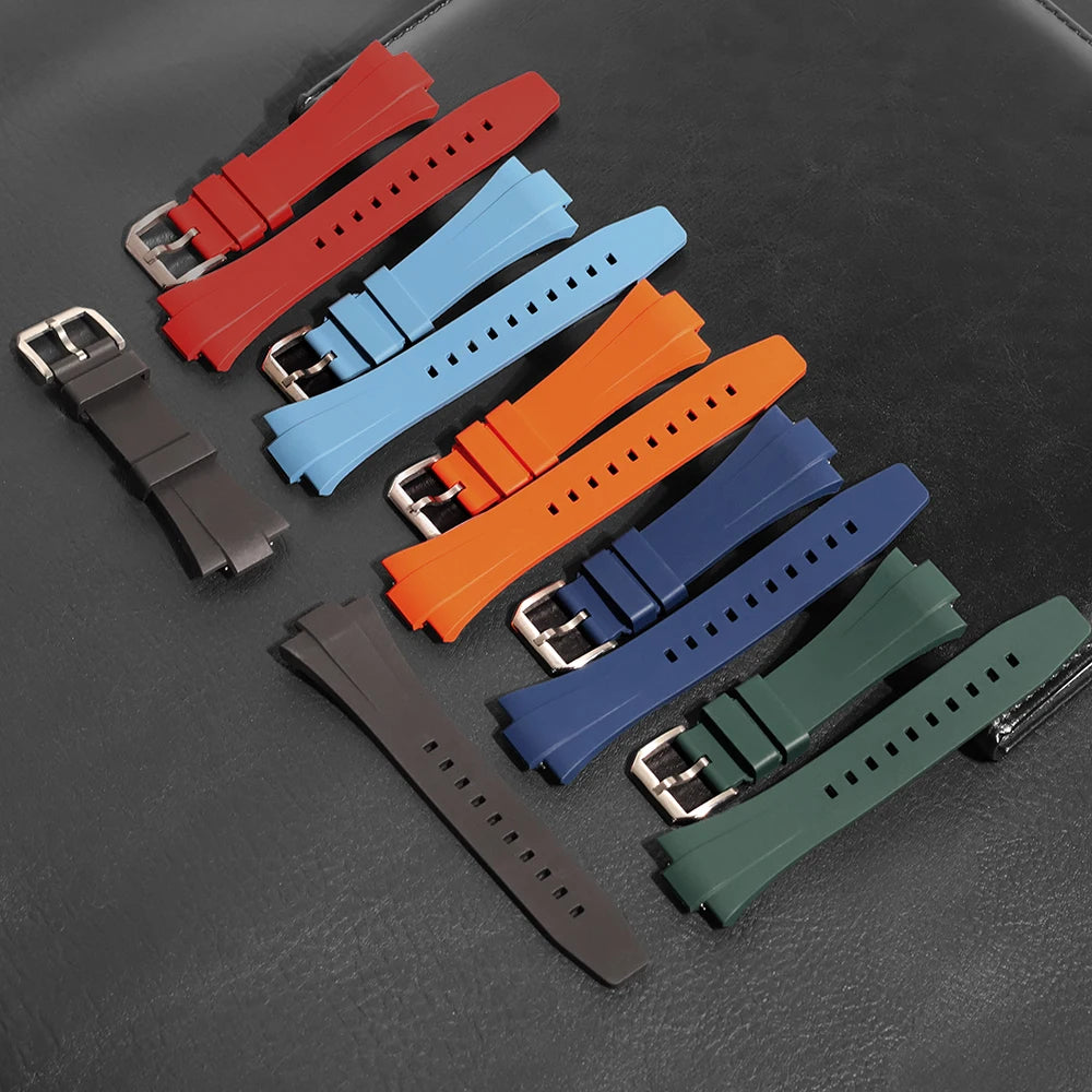 Perfect Fit For Tissot PRX 40 FKM Rubber Strap with Silver Pin Clasp - 12mm for Powermatic 80 (Unisex) Watch Bands