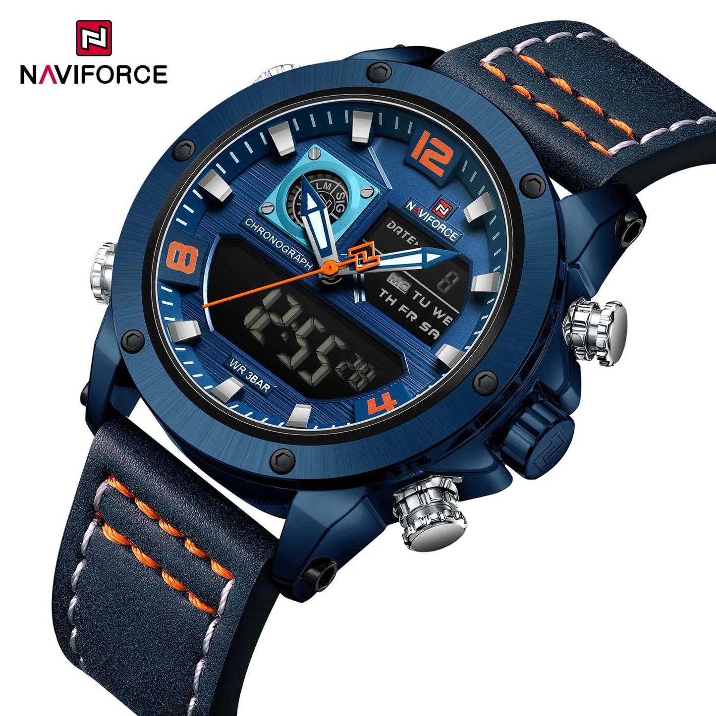 NAVIFORCE Digital Mens Military Watch Waterproof Watch Dual Display Quartz Sports Watch For Men Luminous High Quality Wristwatch