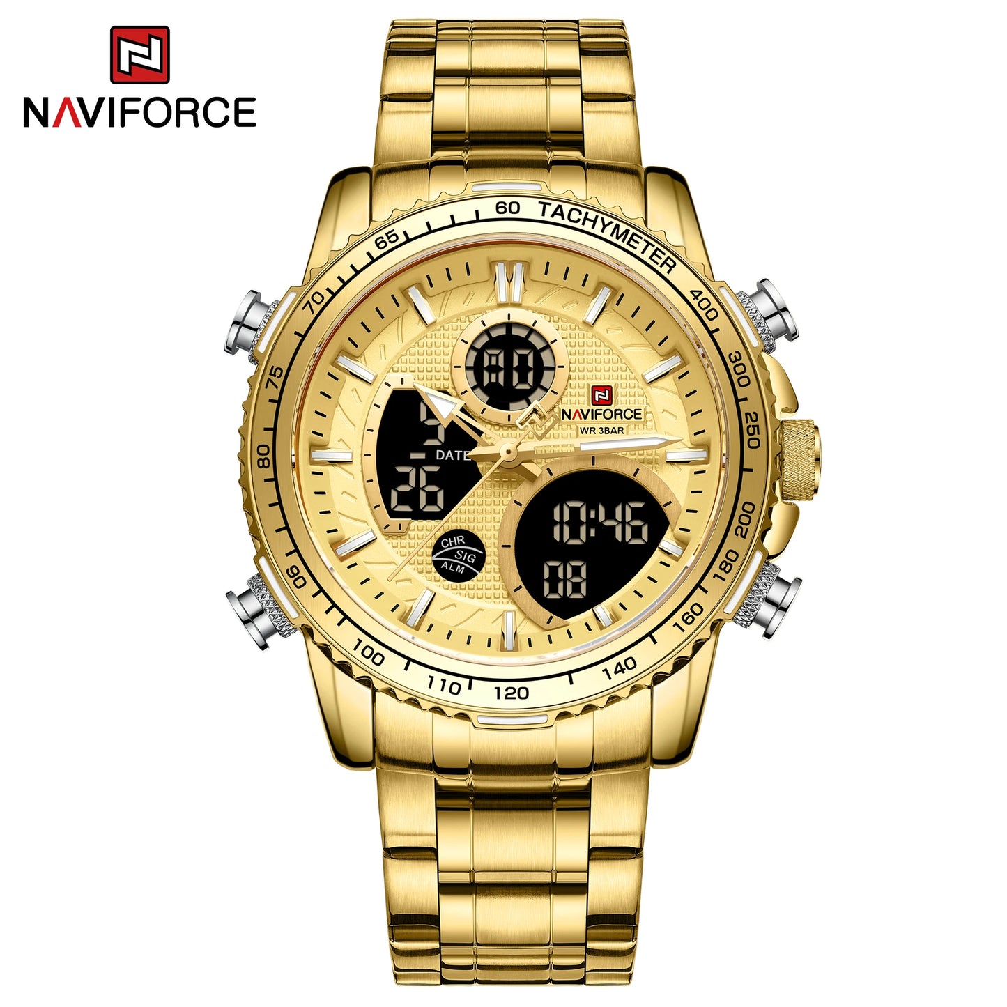 NAVIFORCE 2025 New Sport Watch for Men Luxury Original Wrist Watch Stainless Steel Mens Dual Display Military Waterproof Watches