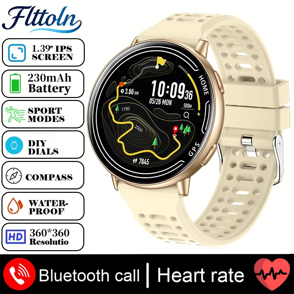 New hot GPS smartwatch 1.43 AMOLED Compass, IP68 waterproof,Bluetooth call,multi-sport watch, gift for men and women For Android