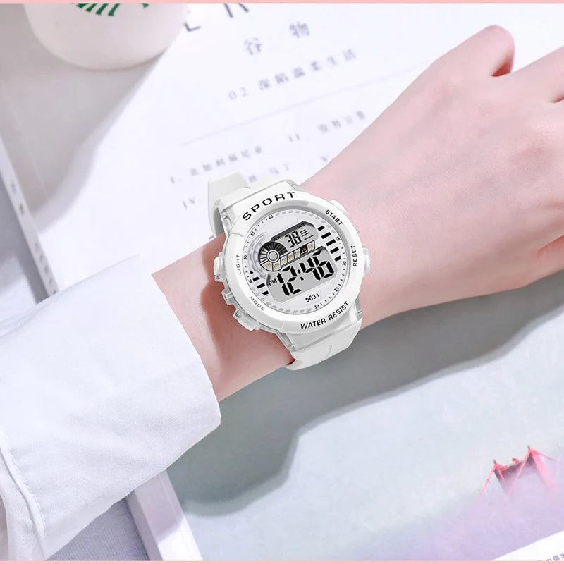 1/2pcs Fashion Sports Watch 30M Waterproof 7 Colors LED Backlight Alarm Stopwatch Electronic Wristwatch for Teens Men Women