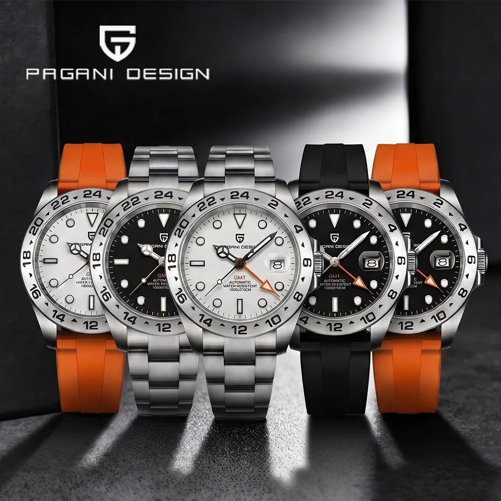 Pagani Design 2026 New Men's Diver Watch 42mm Sapphire Automatic Mechanical GMT Watch 100m Waterproof PD1682