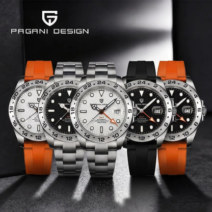 Pagani Design 2026 New Men's Diver Watch 42mm Sapphire Automatic Mechanical GMT Watch 100m Waterproof PD1682