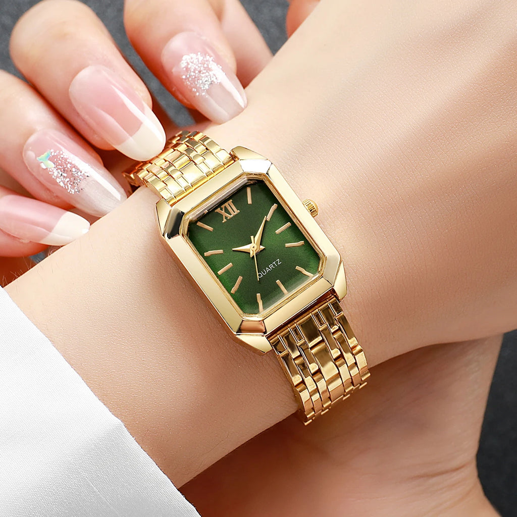 1/8PCS Fashion Rectangle Women Quartz Wristwatch Casual Ladies  Watches Girls Clock Reloj Mujer(Without Box)