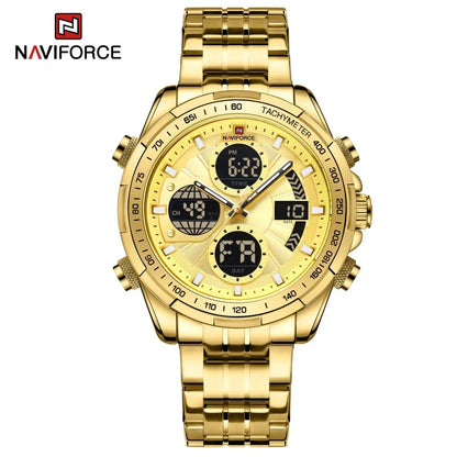 NAVIFORCE Men's Quartz Watches New Dual Display 30m Waterproof Sports Wrist Watch Stainless Steel Casual Clock Relogio Masculino