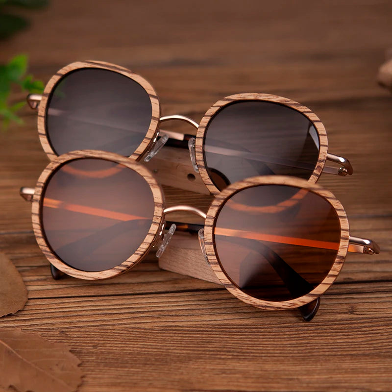 BOBO BIRD Women's Sunglasses Fashion Polarized UV400 Lens Metal Temple Eyewear Vintage Oval Wood Glasses in Wooden Gift Box