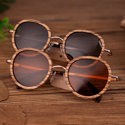 BOBO BIRD Women's Sunglasses Fashion Polarized UV400 Lens Metal Temple Eyewear Vintage Oval Wood Glasses in Wooden Gift Box