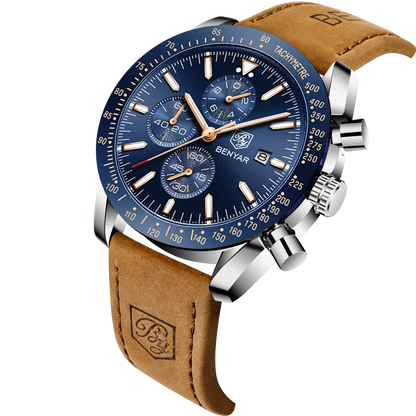 SAPPHERO Classic Quartz Men's Watch Chronicle Waterproof Men's Watch Leather Strap Business Casual Sports Clock