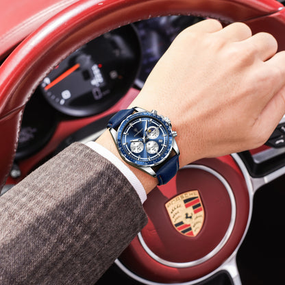 POEDAGAR Original Fashion Men Clock Luminous Waterproof Chronograph Date Man Wristwatch Leather Quartz Sport Men's Watches Reloj