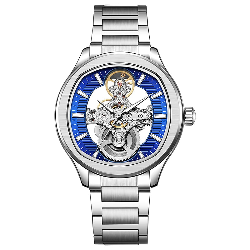 Lnverted Tourbillon Design Watch Leather Strap Waterproof Luxury Sports Men Skeleton Automatic Mechanical Watch
