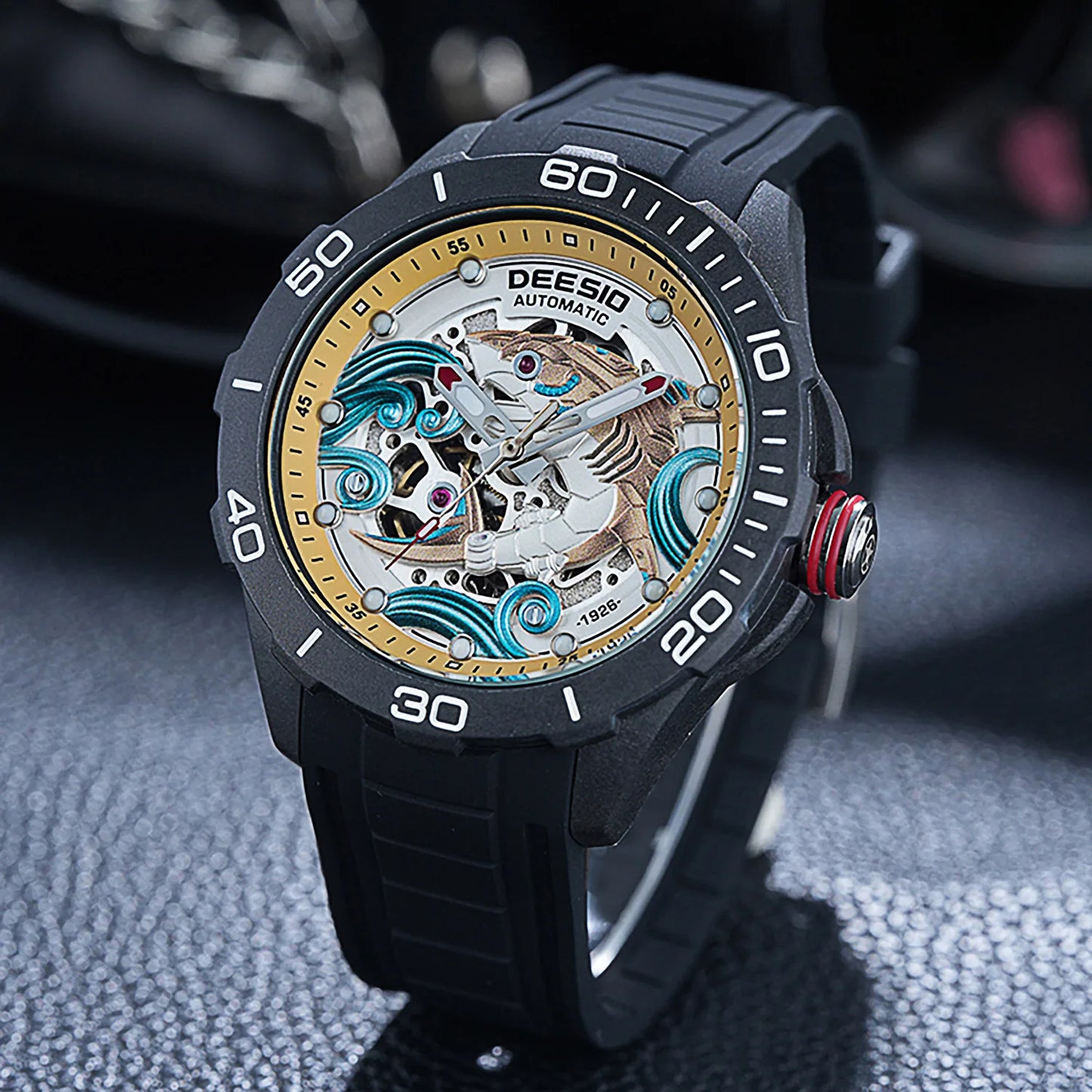 Deesio Luxury Men's Automatic Mechanical Watch Carbon Fiber Case Waterproof Luminous Hands Casual Sports Wristwatch Mens Gift