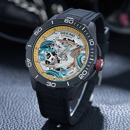 Deesio Luxury Men's Automatic Mechanical Watch Carbon Fiber Case Waterproof Luminous Hands Casual Sports Wristwatch Mens Gift