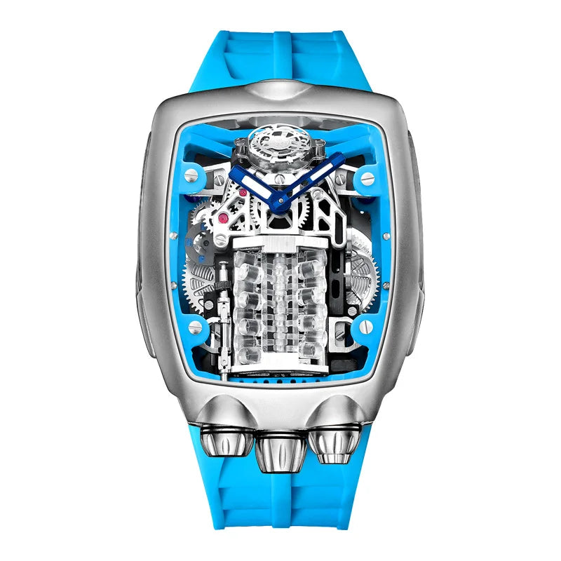 PINDU  P6522 Men Automatic WatchLuminous 50M Waterproof Skeleton NH05