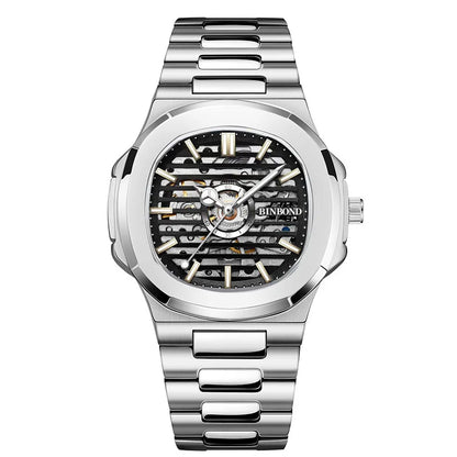 BINBOND  automatic tourbillon precise men's watch mechanical wristwatches for men luxury luminous waterproof skeleton reloj