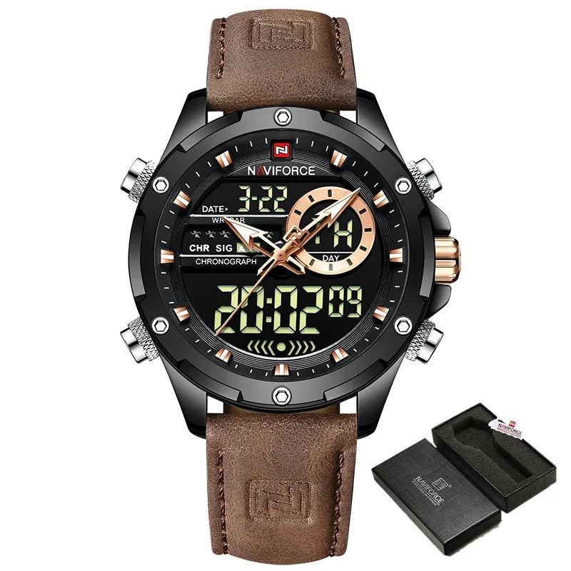 NAVIFORCE NF9208 Digital Men Military Watch Waterproof Wristwatch LED Quartz Clock Sport Big Watches