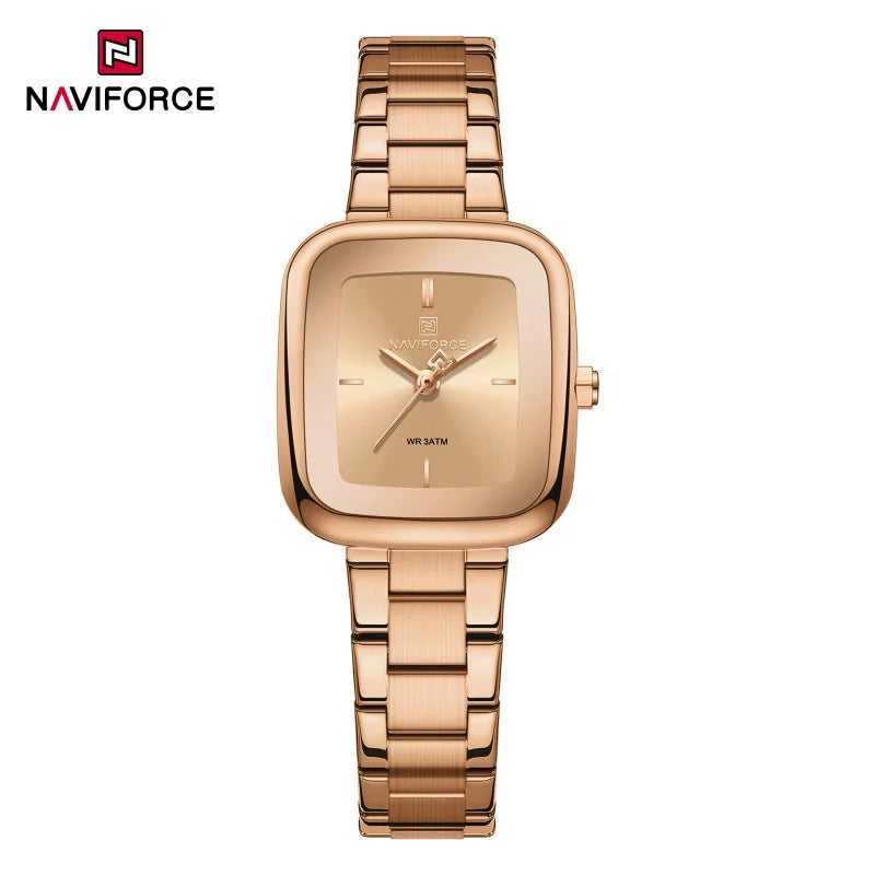 NAVIFORCE Fashion Watches for Women Sports 30M Waterproof Women's Stainless Steel Watches Unique Square Ultra light Girls' Watch