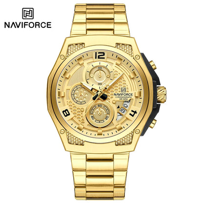 NAVIFORCE Brand Casual Sports Men Watches Multifunction Steel Strap Quartz Chronograph With Date Display Wristwatch Reloj Hombre