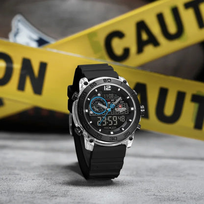 NAVIFORCE Men's Lightweight Sports Wrist Watch Dual Display Time Night Light Watches Boy's Quartz  Stopwatch Multifunctional