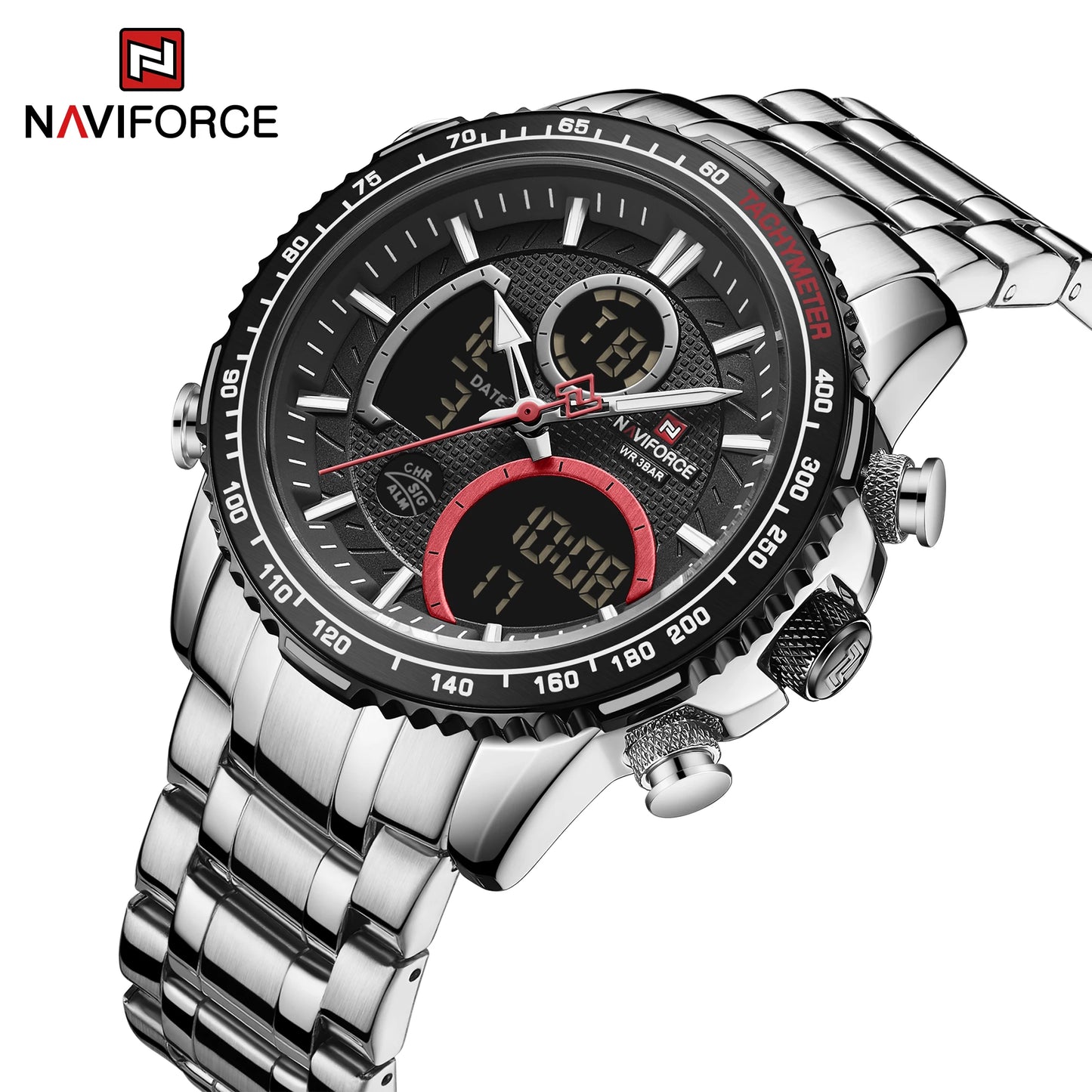 NAVIFORCE Fashion Men Watch Luxury Brand Sport Watch For Men Chronograph Quartz Wristwatch Military Waterproof Steel Band Clock