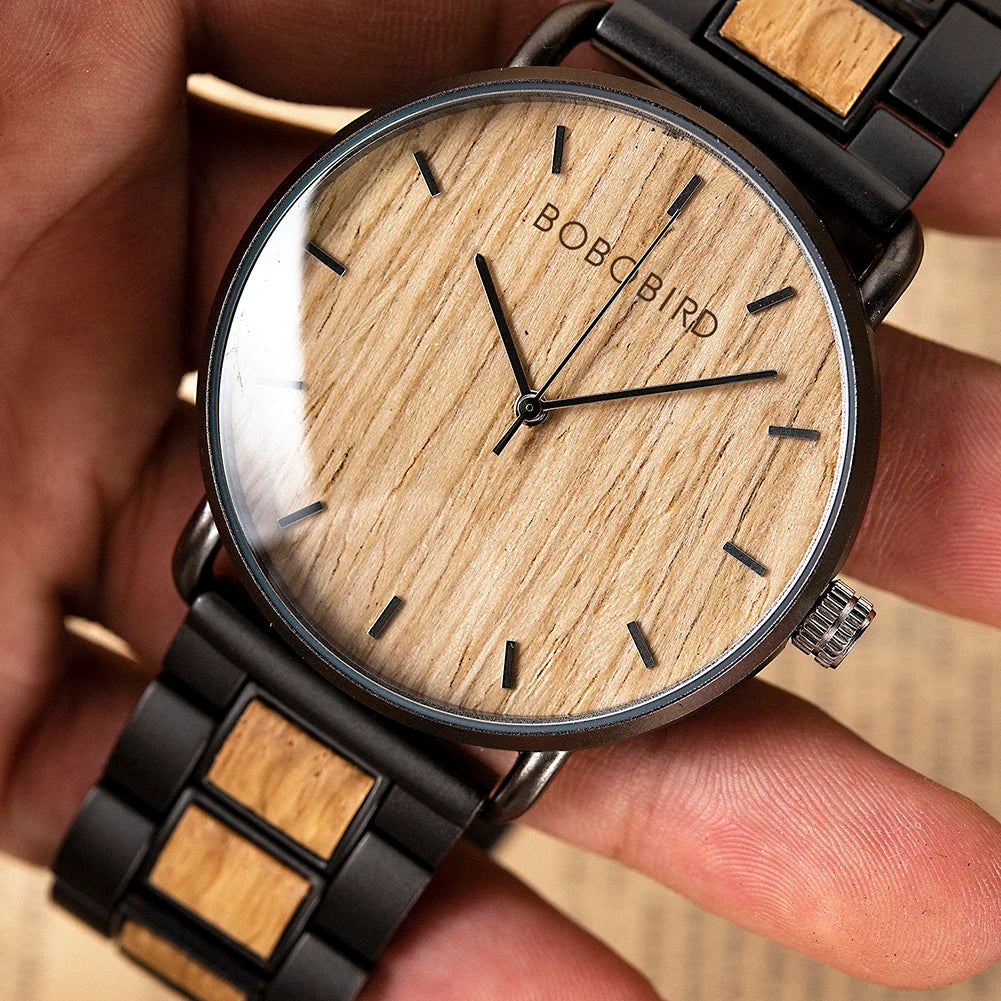 BOBO BIRD Watch Men Zebra Wood  Luxury Brand montre homme Quartz Wristwatches Male Clock Simple Ultra-thin Watches for Man