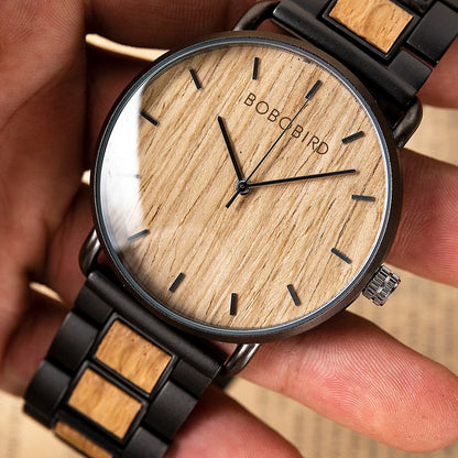BOBO BIRD Watch Men Zebra Wood  Luxury Brand montre homme Quartz Wristwatches Male Clock Simple Ultra-thin Watches for Man
