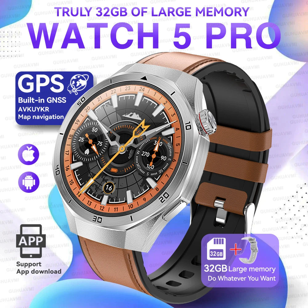 2026 New Watch 5 Pro GPS Map Navigation Smartwatch 32G memory Video Music Play NFC Call Titanium alloy Waterproof Smartwatch Men