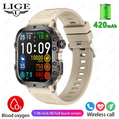 Men's Smartwatch Military Outdoor Sports Health Monitoring Bluetooth Call Voice Assistant Waterproof For Android IOS Smart Watch