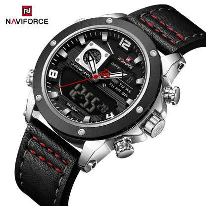 NAVIFORCE Digital Mens Military Watch Waterproof Watch Dual Display Quartz Sports Watch For Men Luminous High Quality Wristwatch