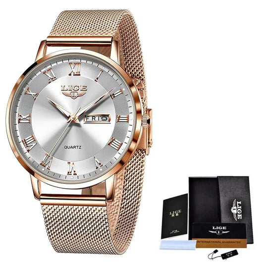 ChronoState LIGE 2024 – Luxury Women’s Bracelet Watch | Waterproof Creative Steel Quartz Watch