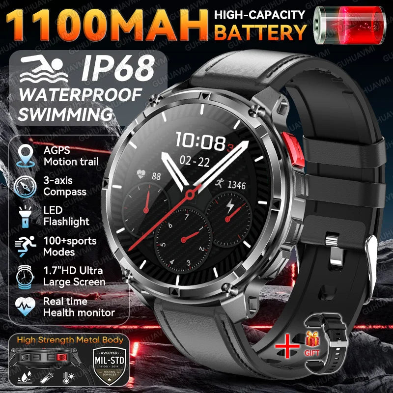 2026 New T-Rex3 Ultra 1100mAh Super Capacity Battery Adult Men Smart Watch 1.7" Large Screen Call 5ATM Waterproof Sports Watches