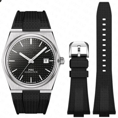 For Tissot PRX T137.407/T137.410 Quick Release Silicone Strap Super Player 40mm Men Convex Rubber Watch Band Bracelet 12mm