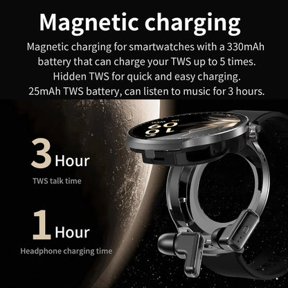 For Xiaomi New 2 in 1 Smart Watch With Earbuds Smartwatch TWS Bluetooth Earphone Heart Rate Blood Oxygen Monitor Sports Watch