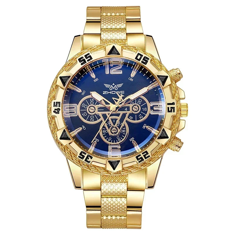 Luxury Business Men's Watch Stainless Steel Strap Blue-Light Glass Men Quartz Watches Big Dial Casual Wristwatch for man gifts