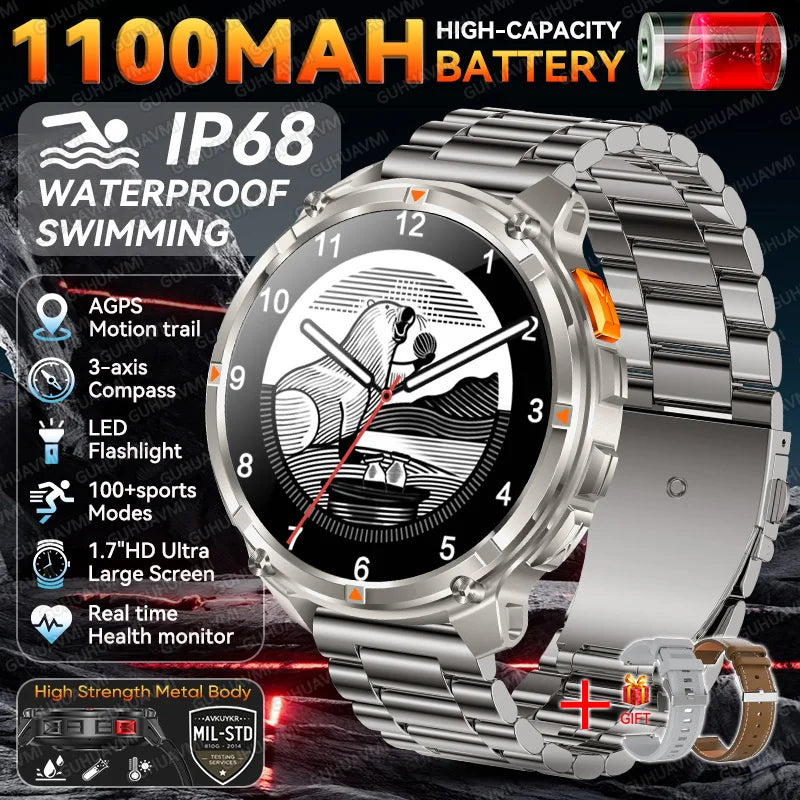 2026 New T-Rex3 Ultra 1100mAh Super Capacity Battery Adult Men Smart Watch 1.7" Large Screen Call 5ATM Waterproof Sports Watches