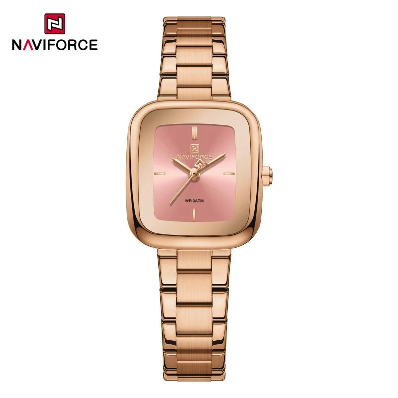 NAVIFORCE Fashion Watches for Women Sports 30M Waterproof Women's Stainless Steel Watches Unique Square Ultra light Girls' Watch