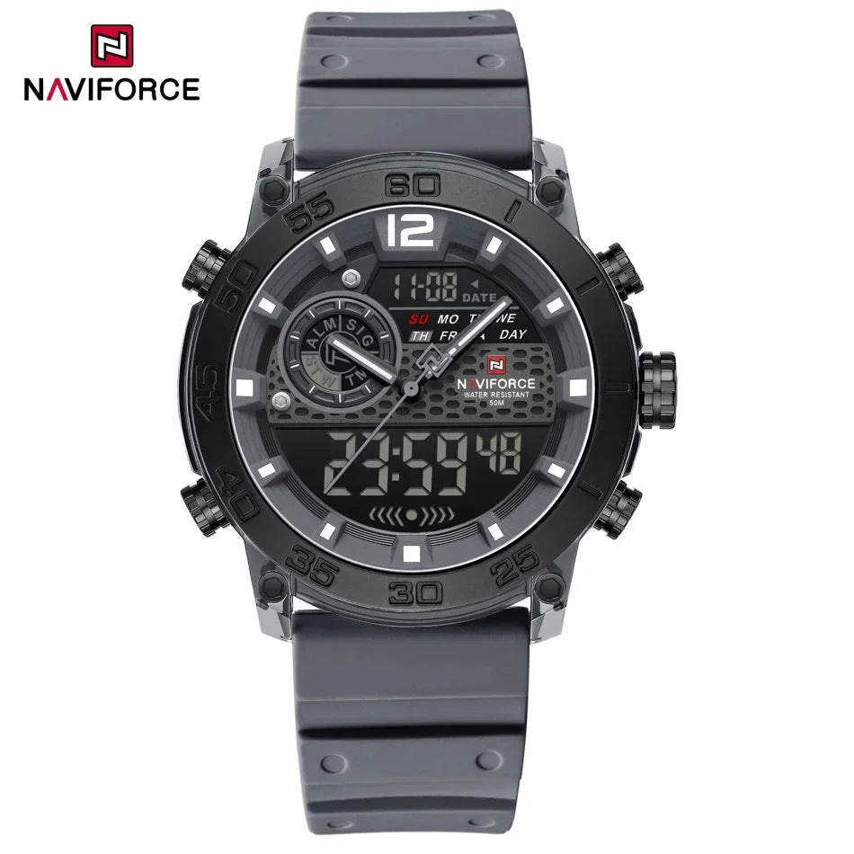 NAVIFORCE Men's Lightweight Sports Wrist Watch Dual Display Time Night Light Watches Boy's Quartz  Stopwatch Multifunctional
