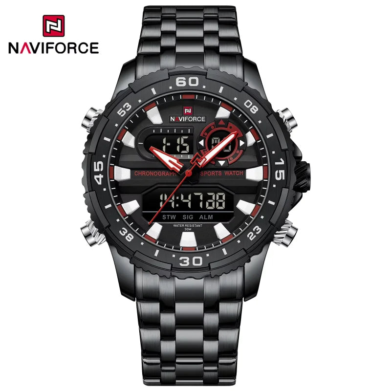 Men's Watches NAVIFORCE Original Trend Brand LCD Display Analog Digital Quartz Man Clock 30m Waterproof Luminous Male Wristwatch