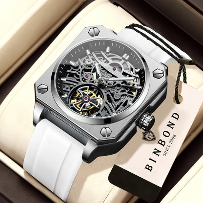 BINBOND mechanical wristwatches for men luxury luminous waterproof automatic accurate tourbillon men's watch skeleton reloj