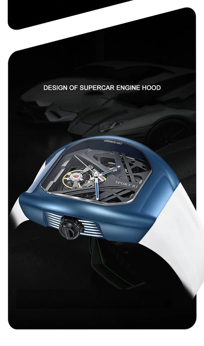 ChronoState CRONUSART R1-002 49MM – Automatic Skeleton Tonneau Watch | Fluororubber Mechanical Timepiece