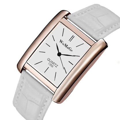ChronoState Square Classic Women’s Quartz Watch | Elegant Black & White Dial Ladies Casual Wristwatch