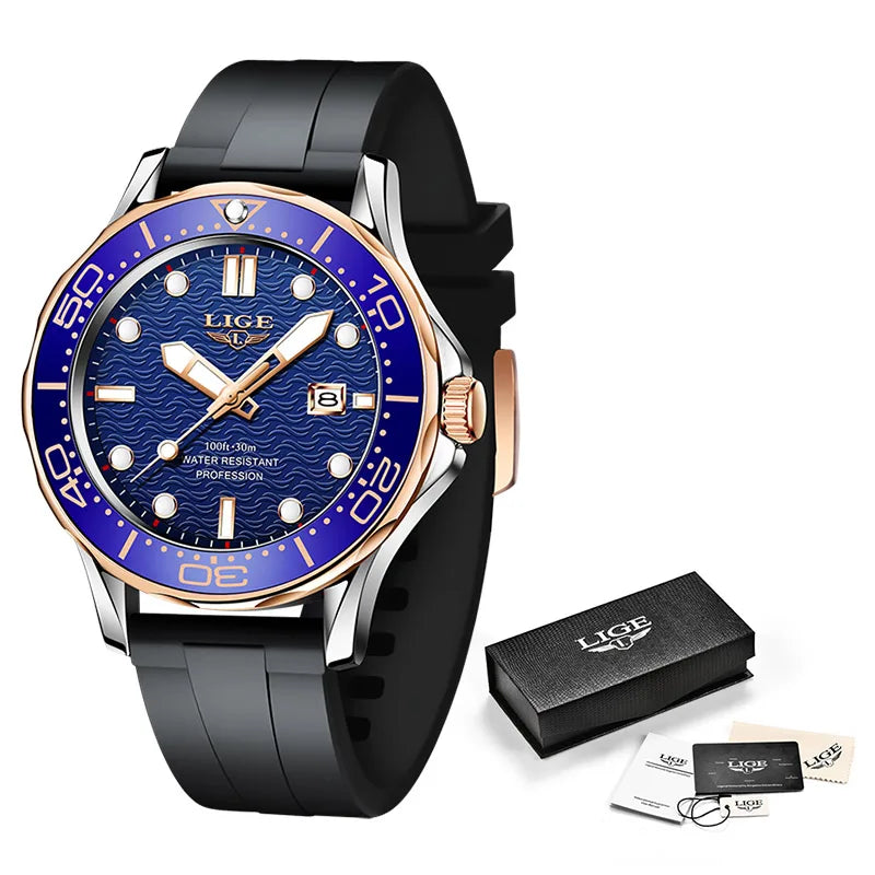 2026 LIGE New Business Mens Watches Top Brand Luxury Dive Watch For Men Waterproof Date Clock Sport Watch Relogio Masculino+Box