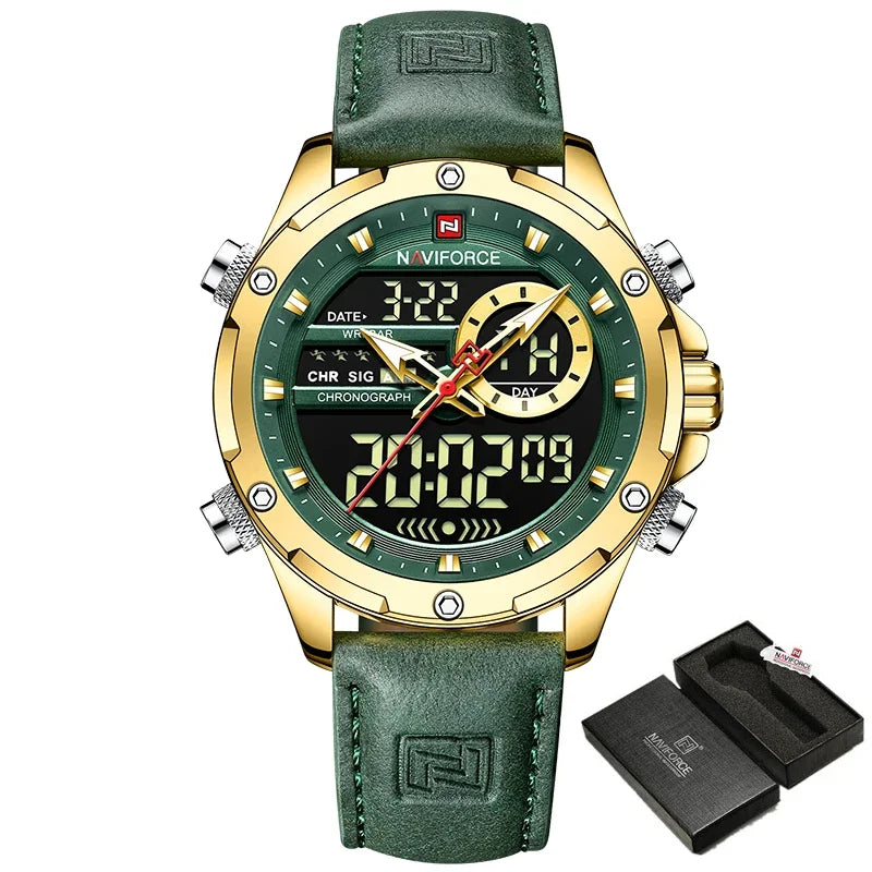 NAVIFORCE NF9208 Digital Men Military Watch Waterproof Wristwatch LED Quartz Clock Sport Big Watches