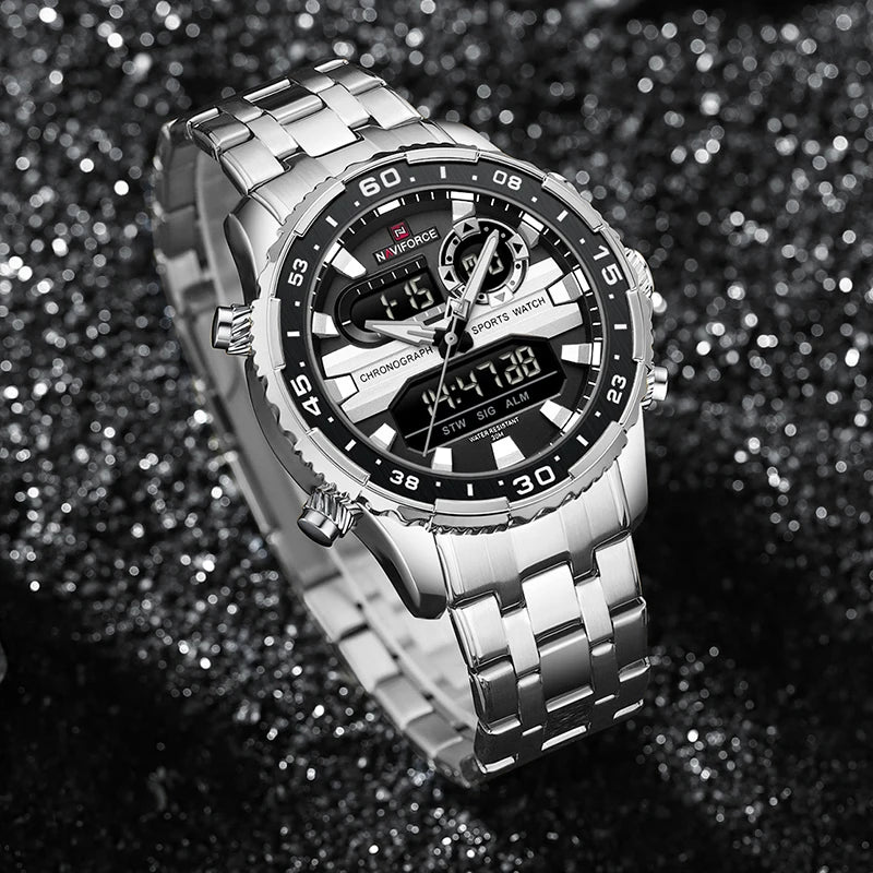 Men's Watches NAVIFORCE Original Trend Brand LCD Display Analog Digital Quartz Man Clock 30m Waterproof Luminous Male Wristwatch