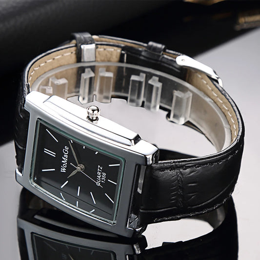 ChronoState Square Classic Women’s Quartz Watch | Elegant Black & White Dial Ladies Casual Wristwatch