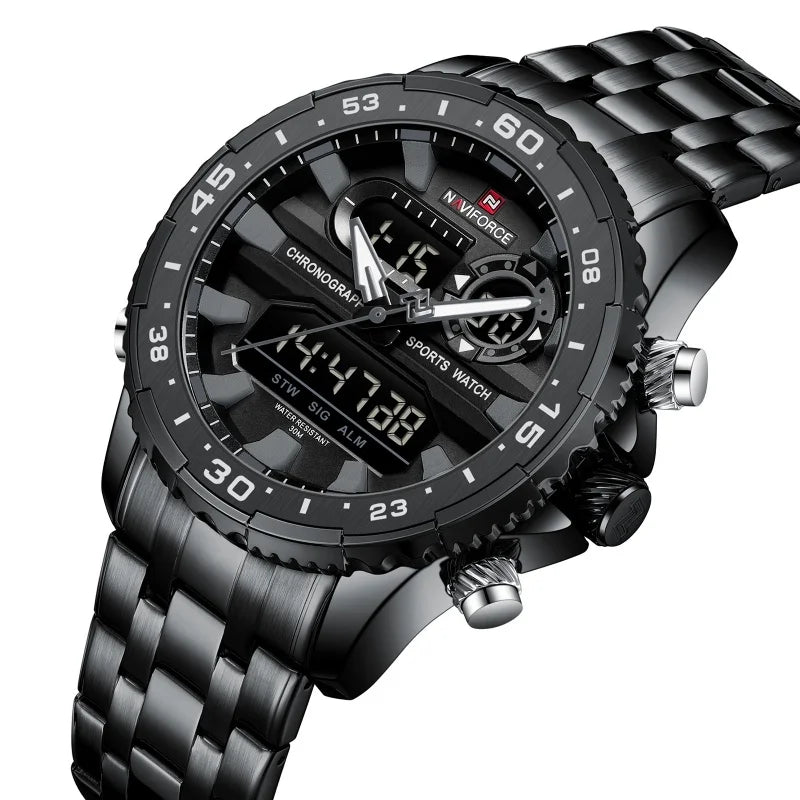 NAVIFORCE Fashion Brand Black Gold Men Watch Fashion Luxury Quartz Wrist Watches Sport Waterproof  Stainless Steel Strap NF9234