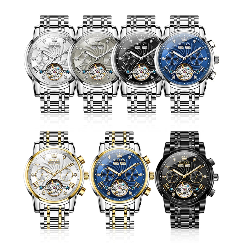 OLEVS 7088 Original Luxury Brand Men's Watch Chronograph Date Stainless steel Waterproof Mechanical Watch for Men NEW