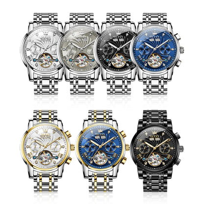 OLEVS 7088 Original Luxury Brand Men's Watch Chronograph Date Stainless steel Waterproof Mechanical Watch for Men NEW