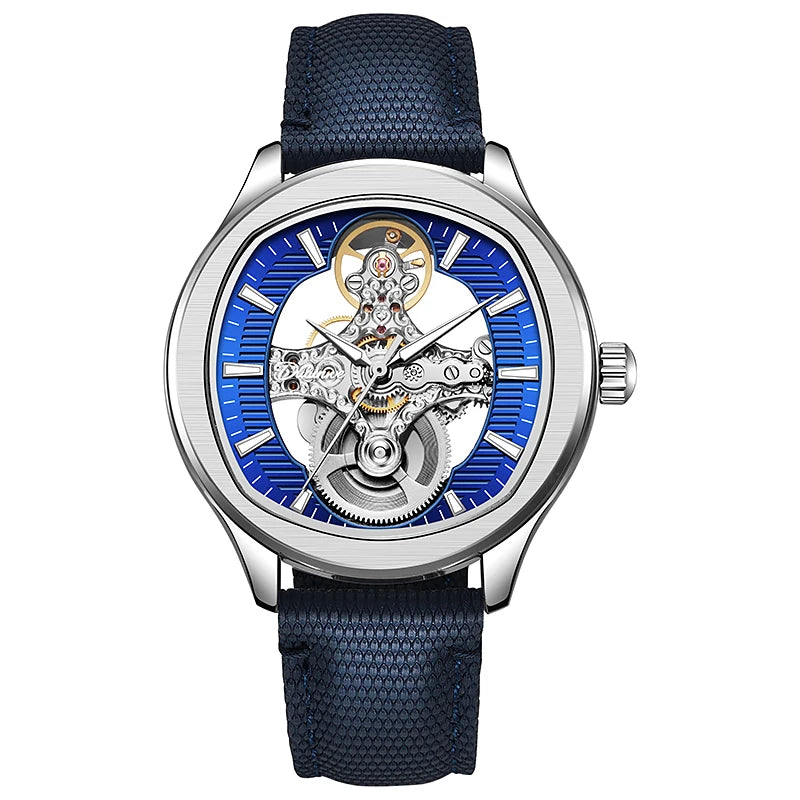Lnverted Tourbillon Design Watch Leather Strap Waterproof Luxury Sports Men Skeleton Automatic Mechanical Watch