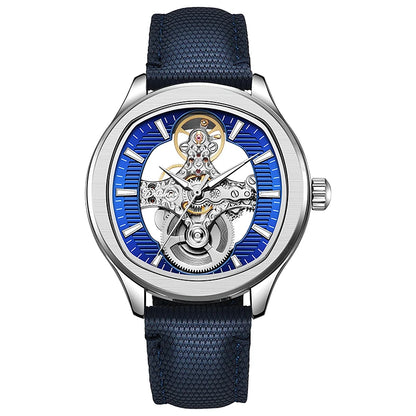 Lnverted Tourbillon Design Watch Leather Strap Waterproof Luxury Sports Men Skeleton Automatic Mechanical Watch